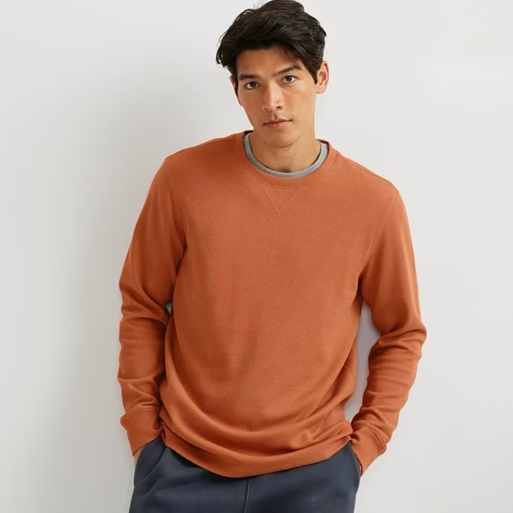 Men’s long sleeve Woolrich merino wool shirt size xl brick red orange
